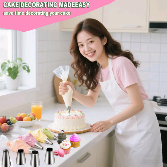 Extra large piping tips set, stainless steel round piping tips,star square wide piping tip jumbo piping tips, Cake DecoratingTips for Cupcakes Pastry Fondant Cakes Decorating (F02 9FT F06 R22L)