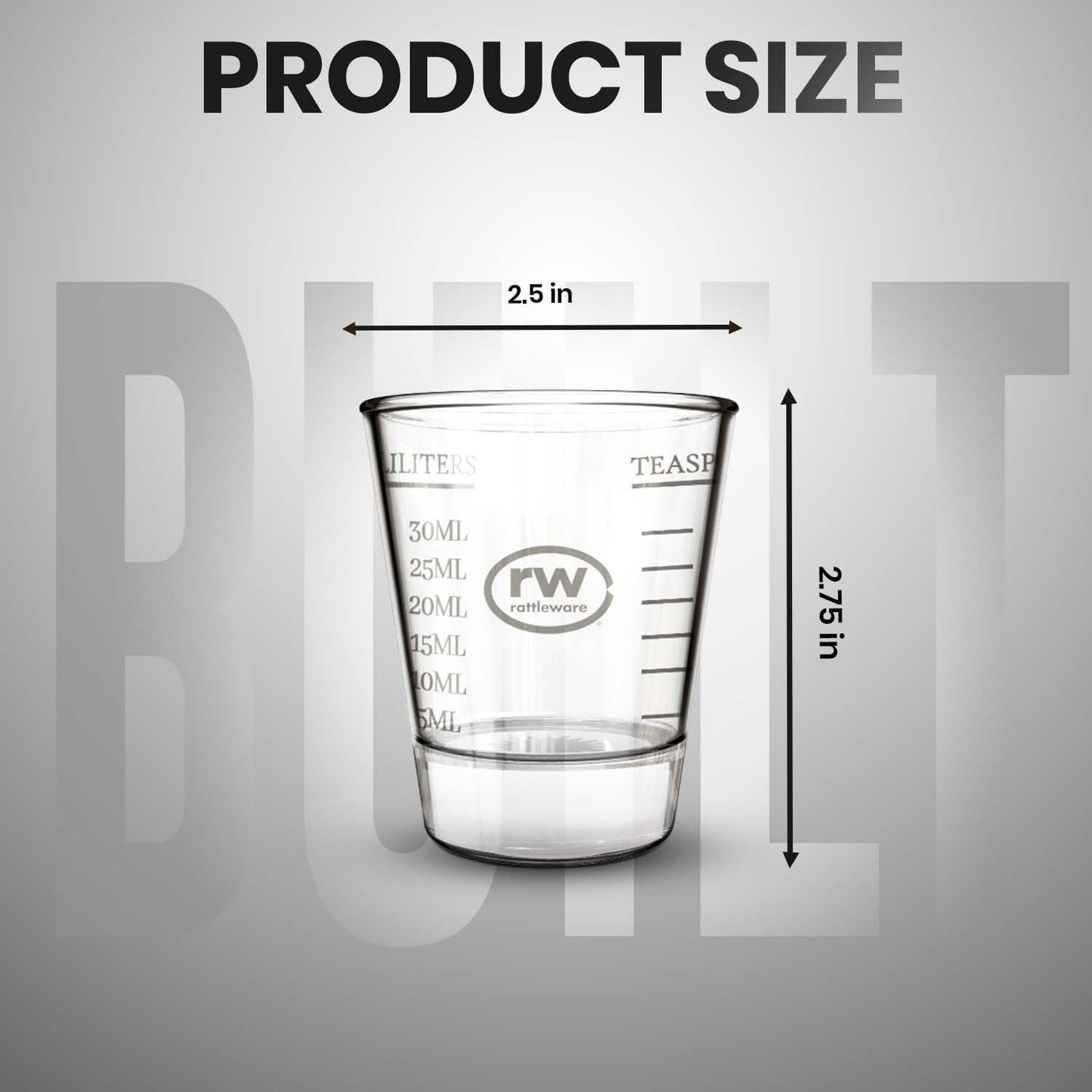 Rattleware Premium 1.5 oz Graduated Shot Glass โ Heavyweight Glass with Oz, ml, tsp, tbsp Markings โ Stylish & Durable for Home Bars, Coffee, Espresso Shots, Cocktails & Gatherings