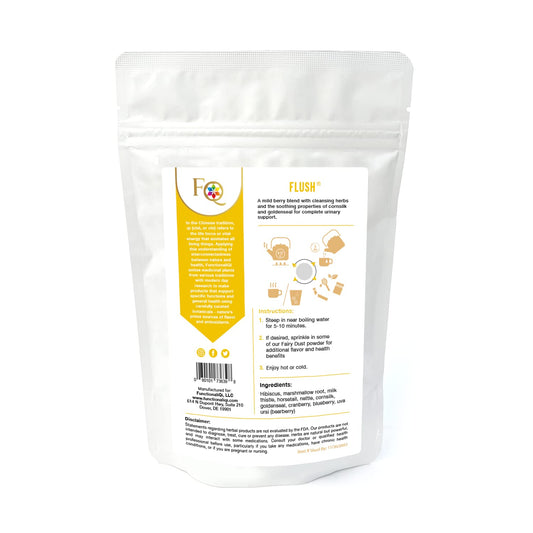 FunctionaliQi Flush Herbal Tea for Urinary Health - Marshmallow Root Milk Thistle Cornsilk and Goldenseal, Hibiscus Blend with Nettles, Cleansing Herbs and Cranberries (14 tea bags)