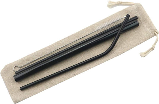 Gugrida Metal Straws Stainless Steel Straws 8.5" Drinking Straws Reusable 3 Set - Ultra Long Muti Color-Cleaning Brush for 20/30 Oz for Trail Tumblers Yeti RTIC SIC Ozark (2 Straight|1 Bent|1 Brush)