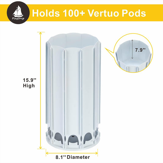 FlagShip Vertuo Pod Holder Coffee Pod Stand for Nespresso Pod Storage with Elegant White (100+ Pods Capacity)