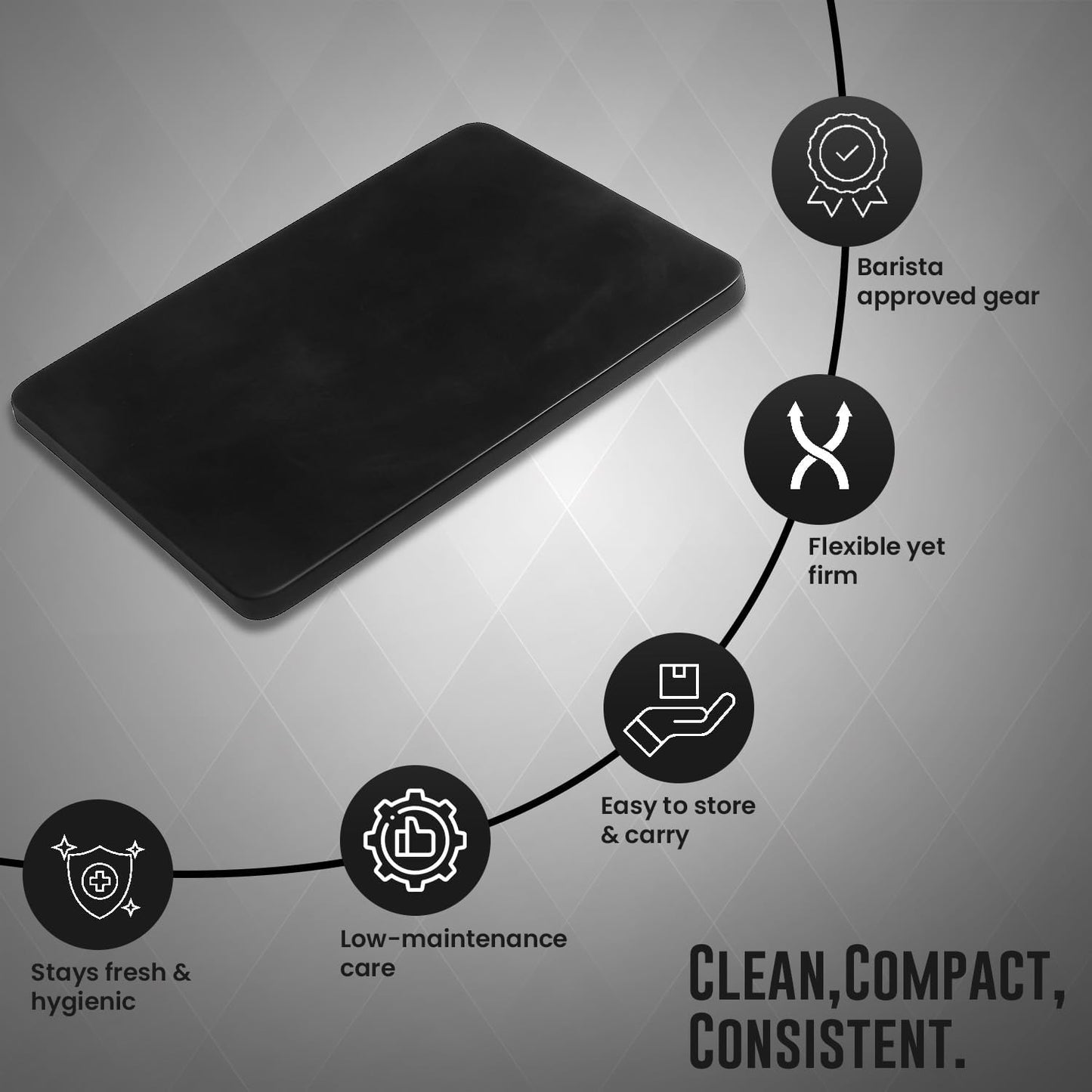 Rattleware Premium Tamping Mat - Non-Slip Espresso Packing Surface, Heatproof, Durable Rubber, Protects Countertops, Kitchen & Coffee Bar Essential, Suitable for Home & Commercial Use (8" x 6")