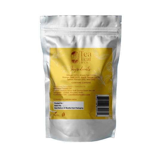 Lemon Ginger Green Tea Bags (50 Count), Green Tea with Orange Peel, Black Pepper & Mint Extract, Caffeinated, Real and Natural Green Tea, Blended with Fresh Herbs and Spices, Gluten Free