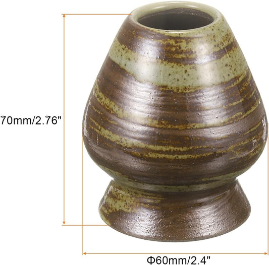 HARFINGTON Ceramic Chasen Stand 70mm Matcha Whisk Holder Teas Set Whisks Stand Traditional Matcha Tea Chasen Holder Tea Set Accessories for Tea Tasting, Brown
