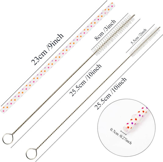 50 Pack Reusable Straws, BPA-Free, 9" Colorful Hard Plastic Stripe Drinking Straw for Mason Jar Tumbler, Family or Party Use with Cleaning Brush