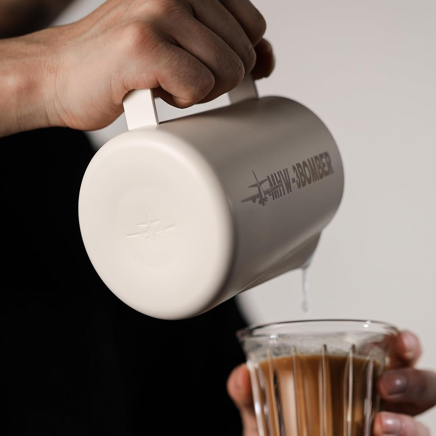 MHW-3BOMBER Milk Frothing Pitcher, 16oz/450ml Milk Frother Cup for Barista, SUS304 Stainless Steel Espresso Steaming Pitchers for Latte Art/Cappuccino/Coffee/Milk, P3028W-OS