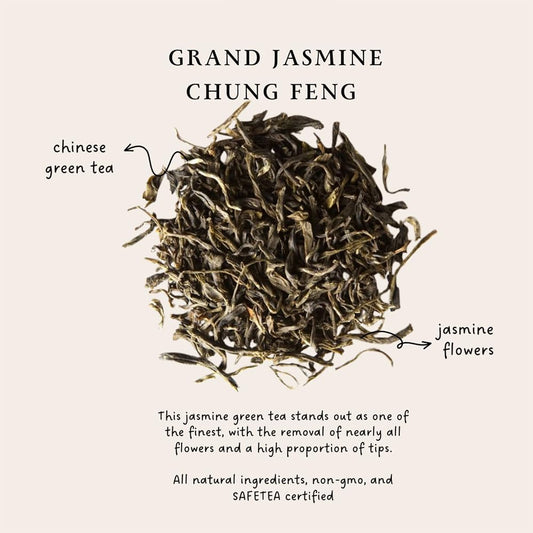 Palais des Thés - Grand Jasmine Chun Feng - Jasmine Green Tea - 3.5oz Loose Leaf Metal Gift Tin, Serves 20-25 Cups
