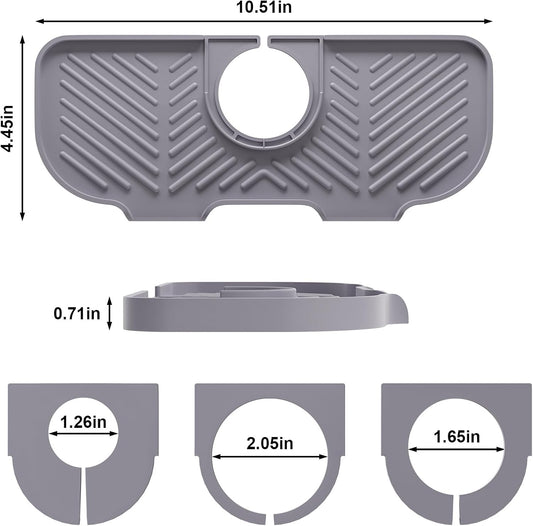 Faucet Mat for Kitchen Sink,6° Slope Sink Splash Guard,Splash Guard for Kitchen Sink,Kitchen Sink Splash Guard for Dish Soap Sponge Holder,Silicone Faucet Guard & Draining Mat-Purple
