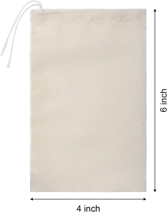 Boao 50 Pcs Cheese Cloth Tea Bags 4 x 6 Inch for Straining Reusable Tea Filter Loose Empty Soup Spice Bags for Cooking Cold Brew Coffee Muslin Strainer