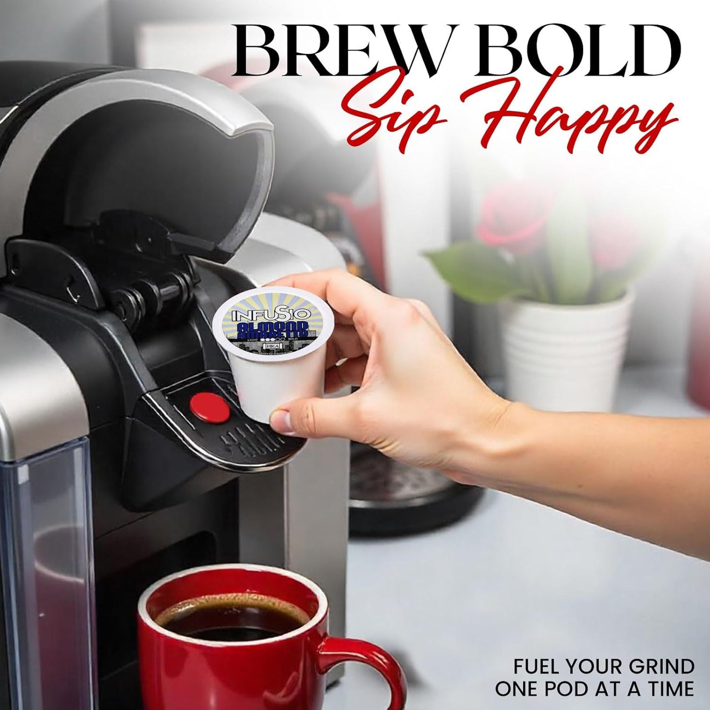 InfuSio Almond Amaretto Coffee pods, Single Serve Flavored Coffee Pods for Keurig K Cups Brewers - Premium Roasted 96 count