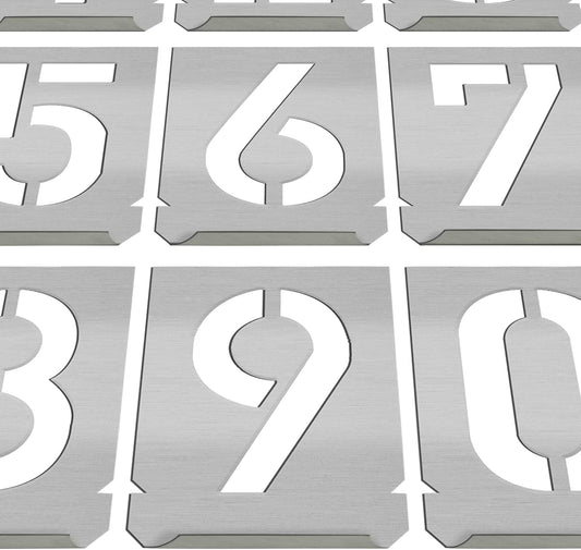 HAUTMEC Vintage Stainless Steel Numbers Stencils, 0 to 9 Stainless Steel Stencils & Holder, 1-1/2"(40mm) Numbers, Shop Stencil, Advertising Stencilling, Craft-Printing, Reusable HT0240