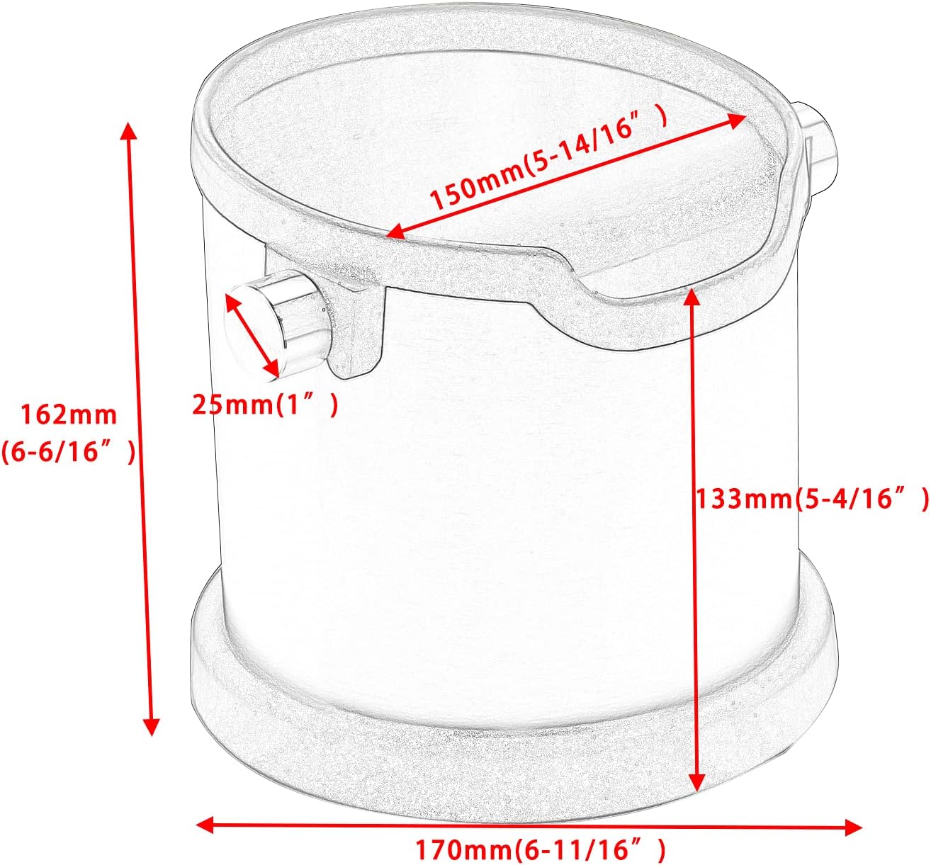 Espresso Knock Box, Capacity 60.8oz/1800ML Stainless Steel Coffee Grounds Container Waste Bin Coffee Tools for Barista and Non-slip Base (Silver)