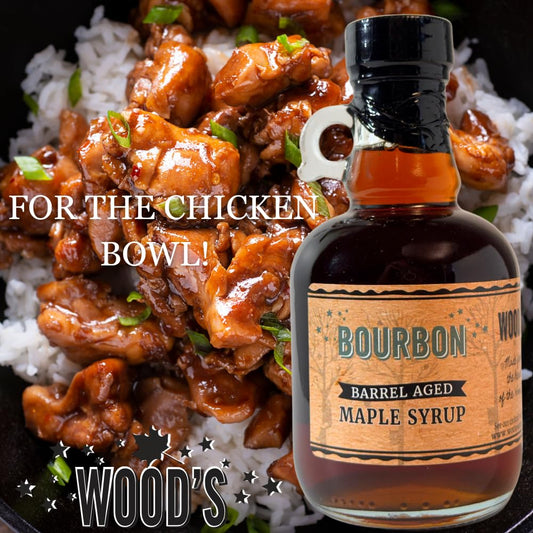 WOOD'S Vermont Bourbon Barrel Aged Maple Syrup – Premium Maple Syrup with Rich Flavor & Subtle Bourbon Notes – Ideal for Pancakes, Desserts, and Cocktails – 8.45 oz