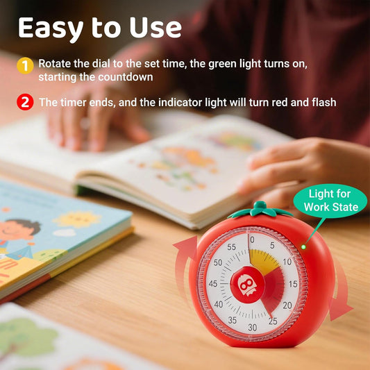 Timer for Kids, 60-Minute Countdown Visual Timer for Classroom Office Kitchen, Desk Timers Kids Time Management Tools for ADHD Focus, 4-Color Zone Pattern Pomodoro Timers