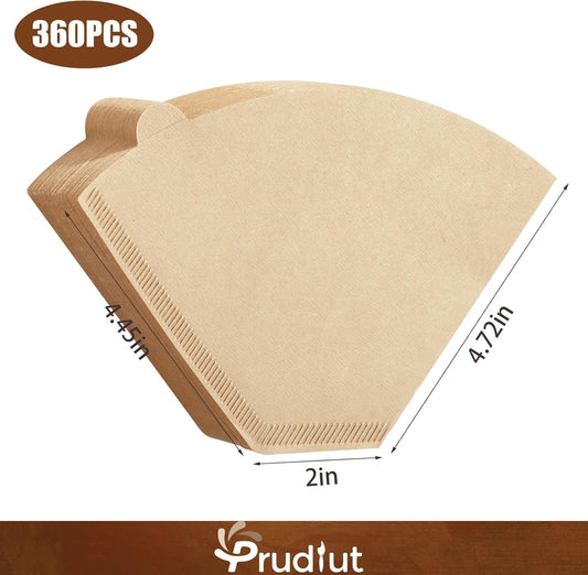 (Prudiut) 360 Count #4 Cone Coffee Filters 8-12 Cups, Disposable Natural Coffee Filters 4 Cone Paper Unbleached 4 Filters Paper Compatible with Ninja, Drip and Pour Over Coffee Maker