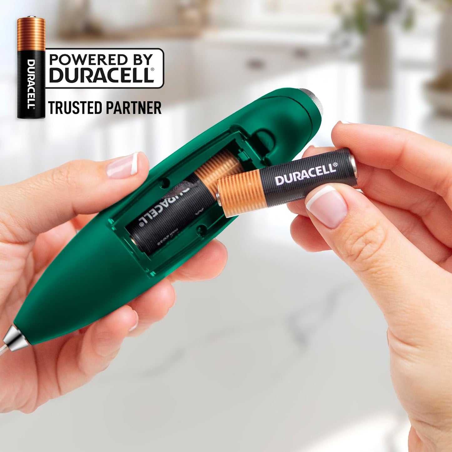Zulay Kitchen Powerful Milk Frother Wand With 4 AA Duracell Batteries - Ultra Fast Handheld Drink Mixer - Electric Whisk Foam Maker for Coffee, Lattes, Cappuccino, Matcha & Creamer -