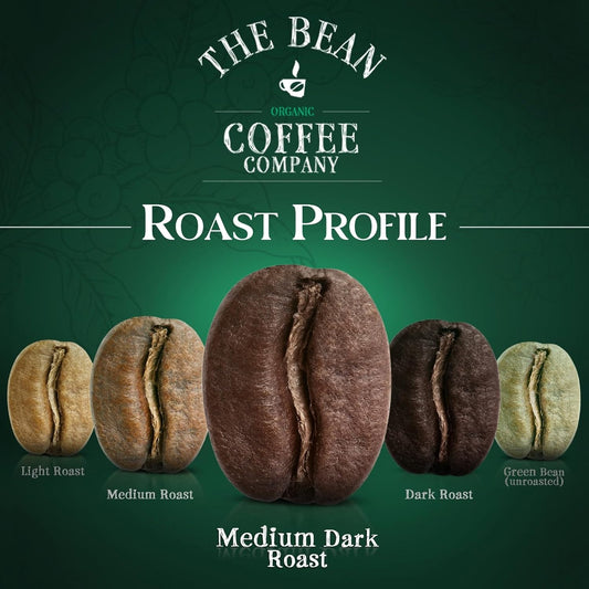 The Bean Organic Coffee Company Breakfast Blend, Medium Dark Roast, Ground Coffee, 16-Ounce Bag,Café molido tostado organico