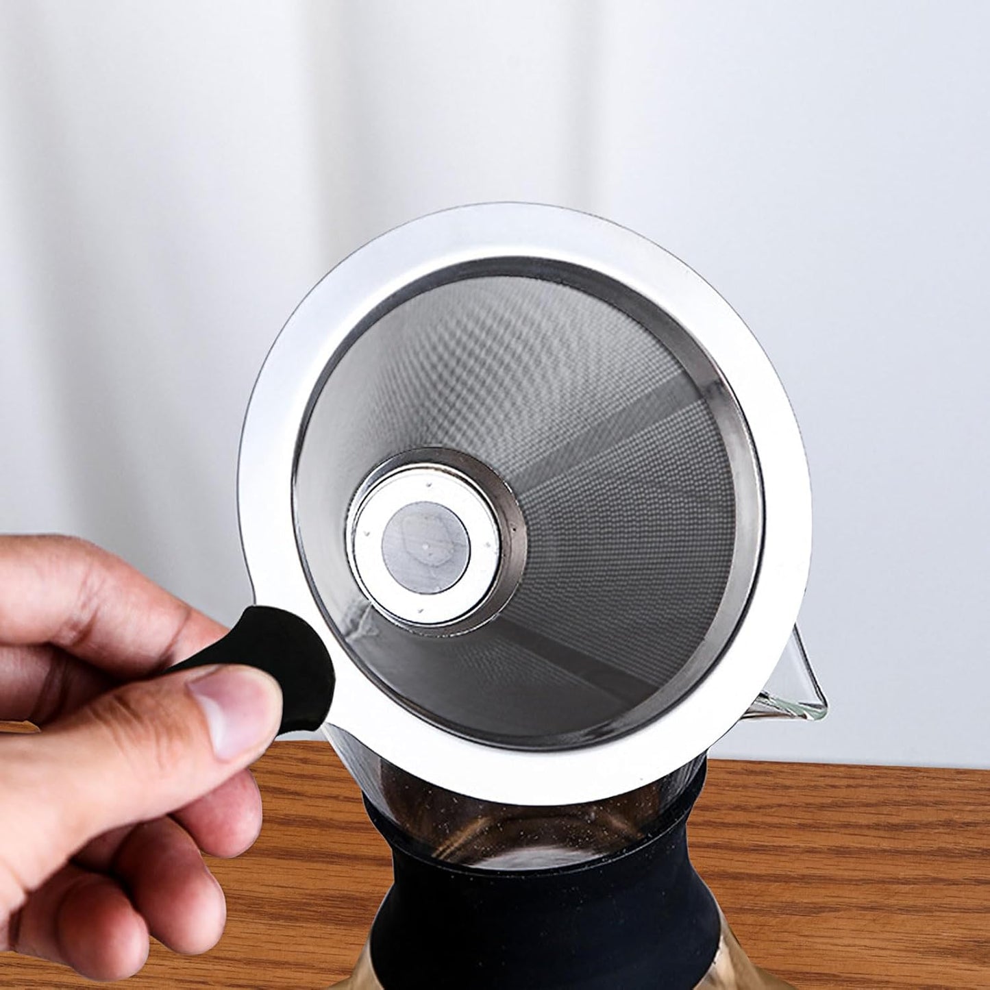 Pour Over Coffee Dripper-Stainless Steel Coffee Filter,Reusable Drip Cone Coffee Filter Portable Pour for 1-4 Cup (Without base, M)