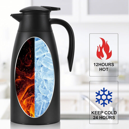 70 oz Thermal Coffee Carafe, Updated 2 PCS Insulated Stainless Steel Coffee Carafes for Keeping Hot Coffee & Water Hot Beverage-12Hours, Double Walled Vacuum Coffee Carafe(Blue+Blue)
