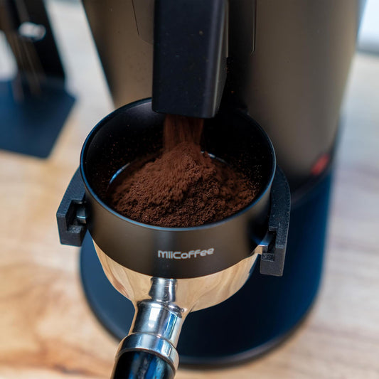 MiiCoffee 58mm Magnetic Dosing Funnel - Espresso Coffee Dosing Ring - Anodized Aluminum with 9 Magnetized Steel Compatible with 58mm Portafilter (Tall)