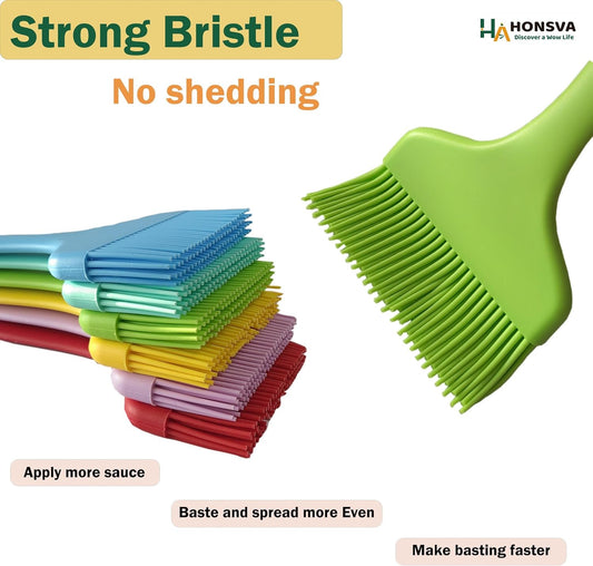 Massive Silicone Pastry Basting Brush, One-Piece Design, W/3.5" L/8.5", Heat Resistant Kitchen Brush for Baking, Grilling, Basting Oil, Butter, BBQ Sauce, Marinade, Dishwasher Safe, 1Pcs Yellow