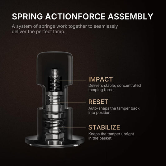 TIMEMORE 58mm Espresso Tamper - Stainless Steel & Aluminum Impulse Impact Coffee Accessories with Sound Feedback for Barista, Spring-Loaded Hand Tamper Tool Fits 58mm Portafilter (4 Springs Included)
