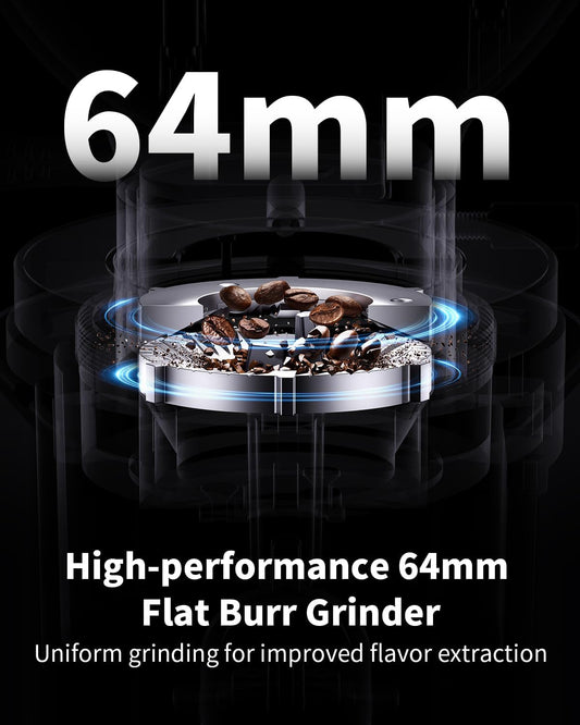 SHARDOR Professional 64mm Burr Coffee Grinder with 100 Grind Settings and All-Metal Chamber, Coffee Bean Grinder with Adjustable Electronic Timer and LED Display, Anti-Static,Black
