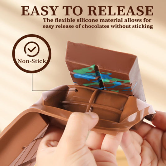 1 Inch Deep Chocolate Bar Mold, 3 Cavity Large Dubai Chocolate Molds, Thick Candy Bar Mould for Filling(2 Packs)