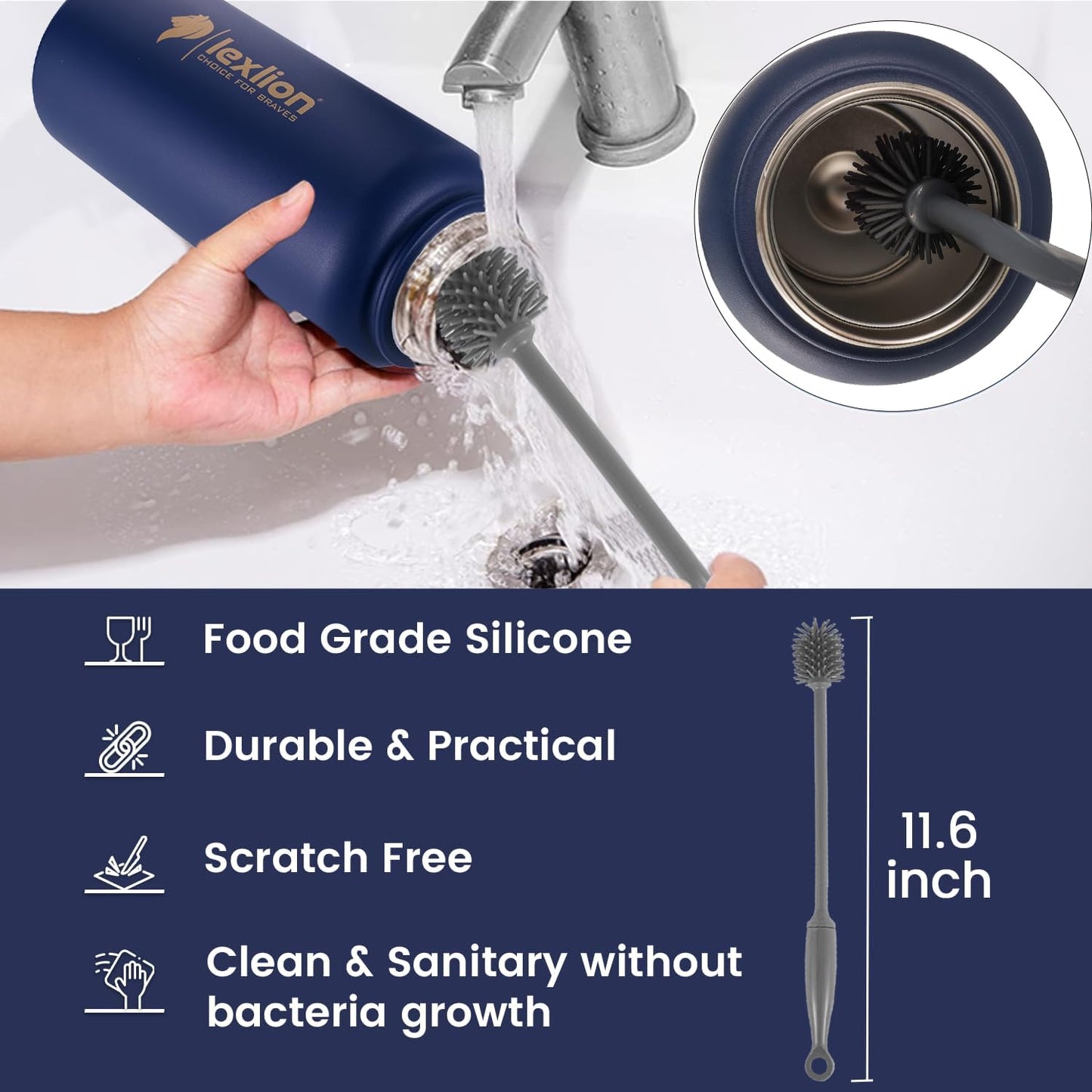 Lexlion Tea Infuser Bottle - Fruit Infuser Water Bottle 32 Oz, Triple Walled Insulated Stainless Steel Bottle, Thermal Leaf Infuser, Silicone Sleeve, 3 Lids Leakproof, Metal Mug Gallon