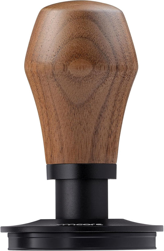 Normcore 58mm Spring Loaded Coffee Tamper V4.1 with Click Feedback, Titanium PVD Flat Base, Self-Leveling Espresso Tamper for 58mm Portafilters, Genuine American Walnut Handle