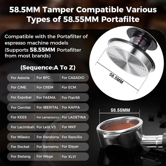 IKAPE 58.3MM Semi-Transparent Espresso Coffee Tamper, Premium Barista Coffee Tamper with Calibrated Spring Loaded, 100% Flat Stainless Steel Base Tamper for Espresso Machine(New Upgrade)