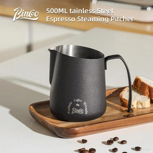 Milk Frothing Pitcher 500ML - Espresso Steaming Pitcher with Large Handle and V-Spout,Stainless Steel Milk Frothing Cup for Cappuccino, Latte Art,Coffee Machine Accessories