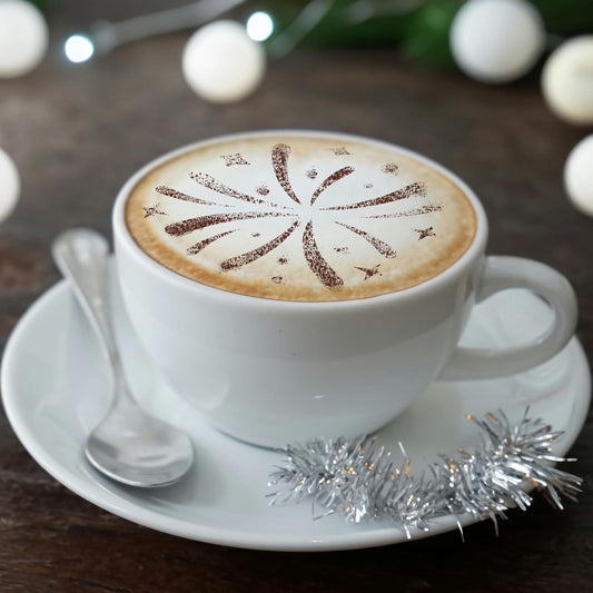 NAKLEO Coffee Cookies Decoration Reusable Plastic Baking Stencil - 7x7cm and 11x11cm / 2.8'x2.8' and 4.3'x4.3' - New Years Eve - Art Craft DIY Biscuit Pastry Cake Glaze Kitchen