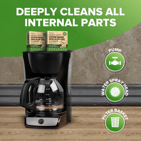 Renuv Coffee Maker Cleaner & Descaler Tablets, 12 Uses for Keurig, Ninja, Breville, Delonghi, Nespresso, Miele, Jura, Mr Coffee, Cuisinart Descaling Solution for Coffee Pot Maker & Espresso Machines