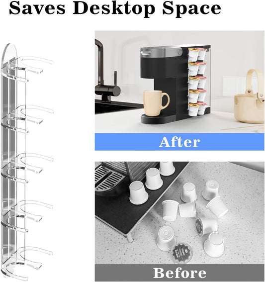 NiHome Acrylic Coffee Pod Capsule Holder for K-Cup Pods, Convenient for Coffee Machines, Space-Saving for Small Countertops - Accommodates 10 Capsules, Easy Installation, Wide Compatibility (2 Pack)