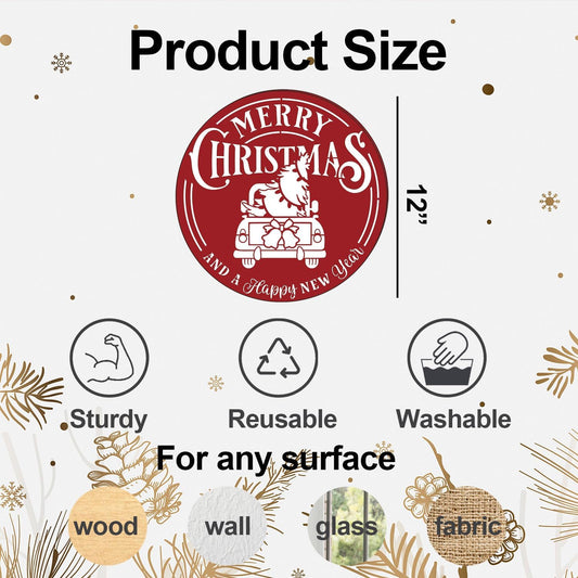 Large Christmas Stencils 12” Christmas Stencil for Painting on Wood Holiday Stencils for Crafts Reusable Merry Christmas Drawing Templates for Door Hanger Porch Wreath Doormat Decor