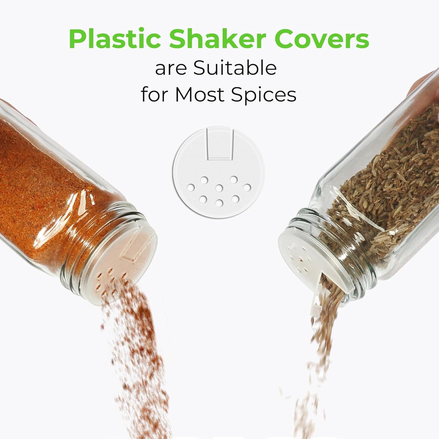 CycleMore 36 Pack 4oz Glass Spice Jars, Square Spice Containers with Black Metal Caps and Pour/Sift Shaker Lid-280pcs Labels,1pcs Silicone Collapsible Funnel and Brush Included