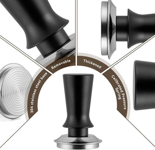 24pcs Espresso Tamper Set, Barista Tools Kit for Coffee Machine, Spring-Loaded 304 Stainless Steel Base 30lbs Coffee Calibrated Tamper Tools for Enjoying cafes Home Office hotels (51mm)