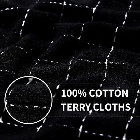 Homaxy 100% Cotton Terry Kitchen Towels(Multiple Colour, 13 x 28 inches), Checkered Designed, Soft and Super Absorbent Dish Towels, 8 Pack