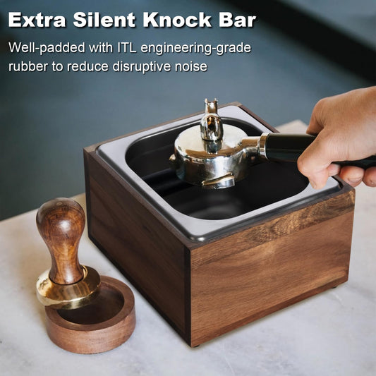 Knock Box Espresso - Coffee Knock Box and Tamp Station for Espresso Coffee Grounds Puck, Tamping Station Large Capacity Non-Slip Base Stainless Steel Dump Bin Barist Tools Quiet Design