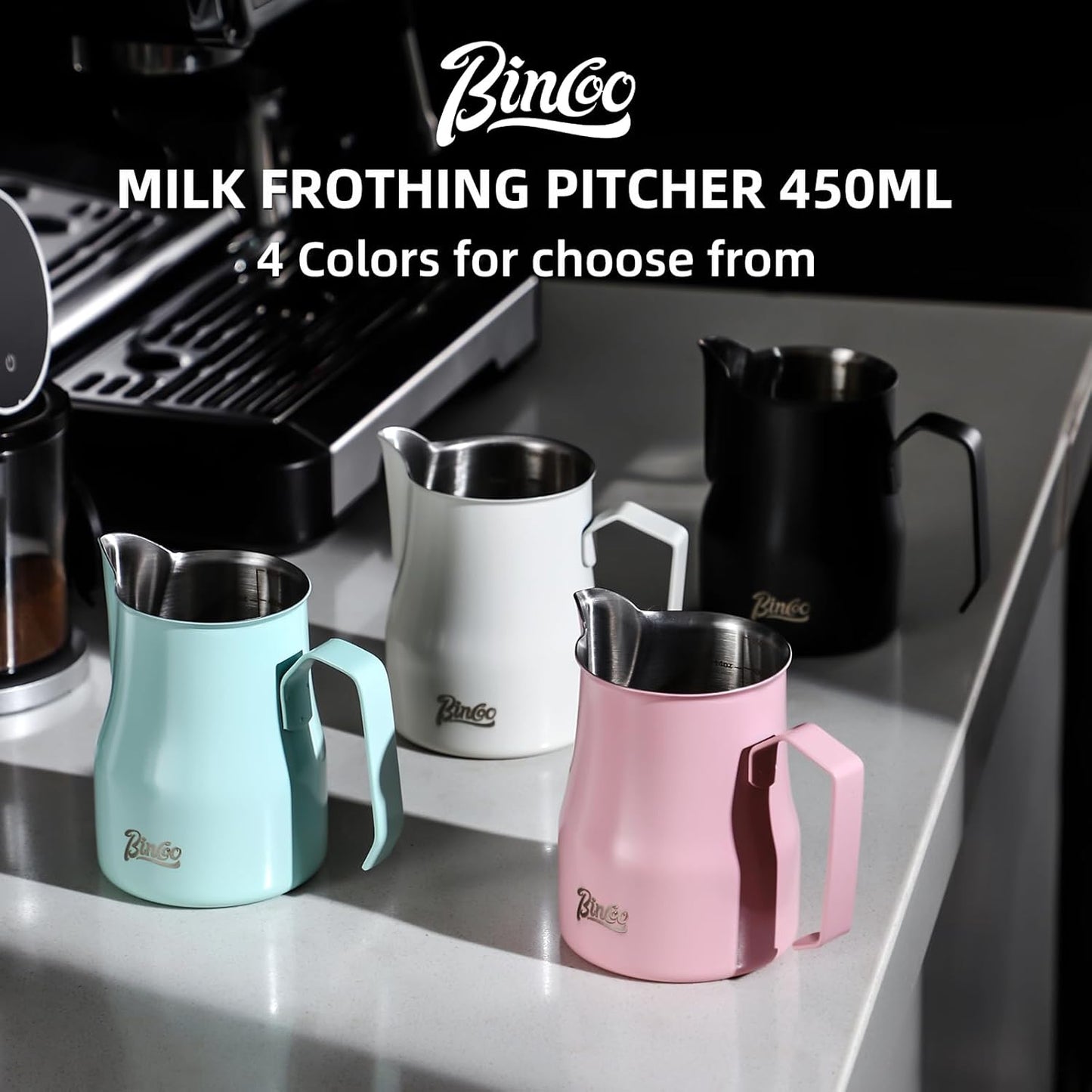 Milk Frothing Cup 450ML - Espresso Steaming Pitcher with Large Handle and Spout,Cappuccino Latte Art Cup for Barista and Home Cafe