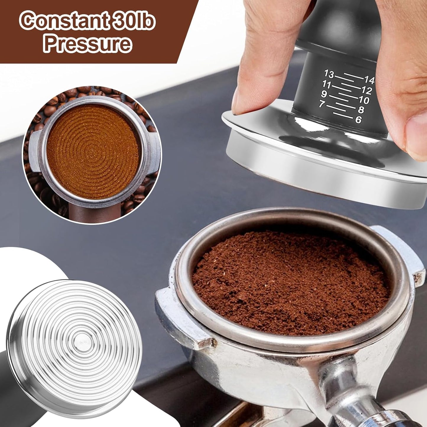53mm Espresso Tamper Kit - Dual-Spring Calibrated Coffee Tamper, 8-Needle WDT Tool Espresso Distribution Tool, Magnetic Aluminum Dosing Funnel, Reusable Puck Screen, Fit for 53mm Portafilters