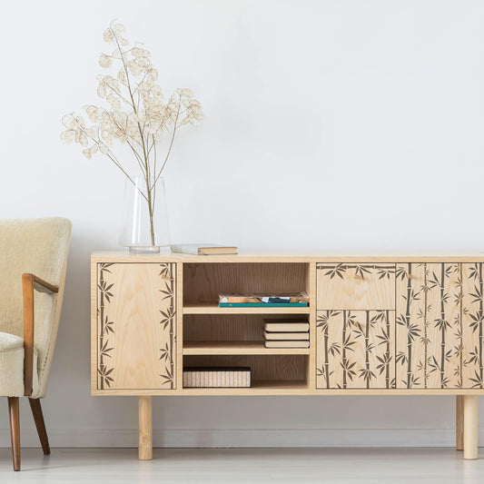 NAKLEO Painting Stencil for Crafts A3 11.8” x 16.5”, Bamboo Shoots Tropical Oriental Pattern, Reusable Plastic DIY & Scrapbooking Drawing Template, Decoupage Art Home Decor, Wall Wood Fabric Furniture