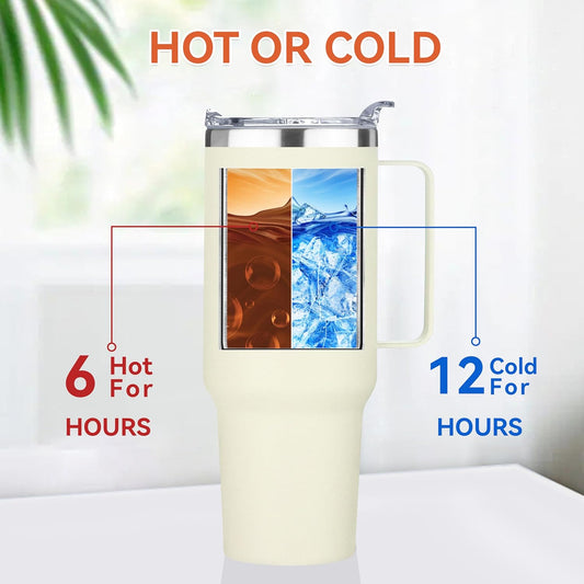 HASLE OUTFITTERS 40 oz Stainless Steel Tumbler with Handle, Vacuum Insulated Tumblers Bulk, Reusable Double Wall Travel Coffee Mug, Durable Powder Coated Water Bottle(Beige, 4)