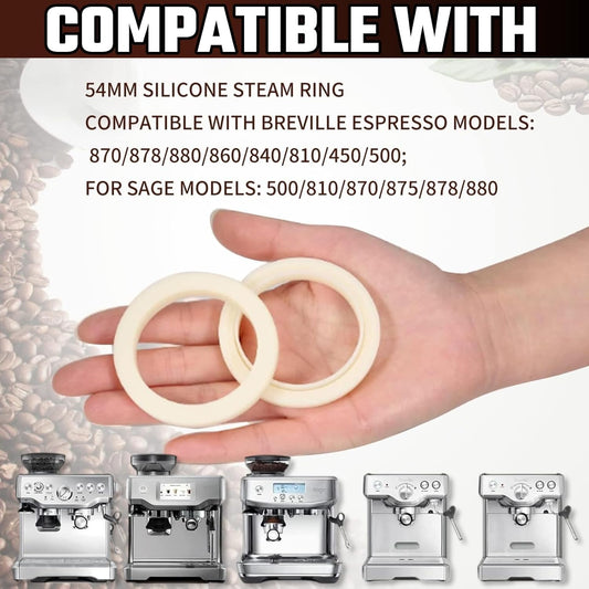 54MM Silicone Steam Ring 2PCS,Brevilles Gasket Replacement for Breville Espresso Machine Parts Breville Espresso Machine Accessories 878/870/860/840/810/500/450 and Sage 500/870/875/880/810/878