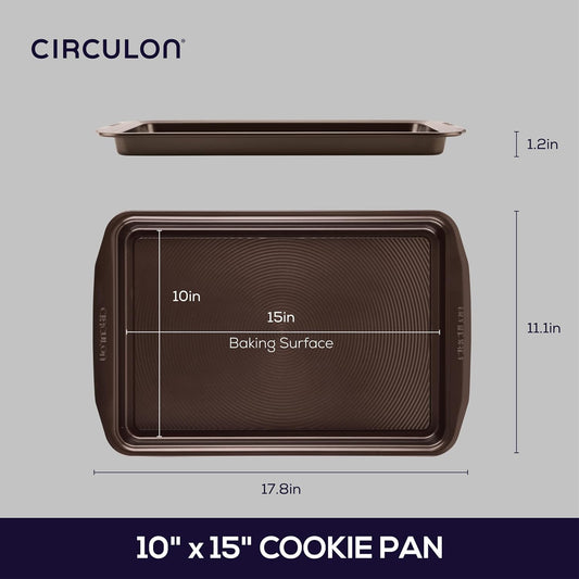 Circulon Nonstick Bakeware, Nonstick Cookie Sheet / Baking Sheet - 10 Inch x 15 Inch, Chocolate Brown
