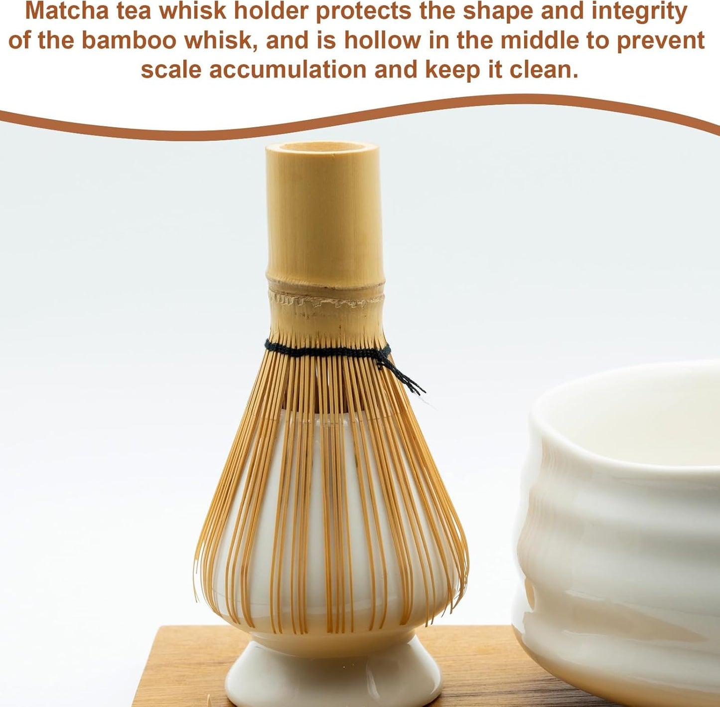 HARFINGTON Ceramic Chasen Stand 70mm Matcha Whisk Holder Teas Set Whisks Stand Traditional Matcha Tea Chasen Holder Tea Set Accessories for Tea Tasting, Brown