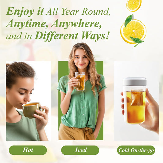 WT WEETEE Lemon Herbal Tea Bags, 2g x 100 Count, Juicy & Refreshing Lemon Flavor, Hot Iced & Cold On-the-Go, Natural Caffeine-free Lemon Tea