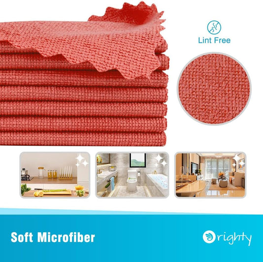 Orighty Cleaning Cloths Bulk, 200 Pack Shop Rags Reusable, Multi-Purpose Shop Towels for Cars, Microfiber Cleaning Rags for Automotive, Mechanic, Kitchen, Lint Free Towels 11.5โโ x 11.5โโ, Red