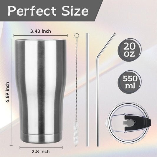 MEZMUT 20oz Coffee Tumbler with Lid and Straw Double Wall Vacuum Insulated Cup Stainless Steel Travel Mugs Insulated for Hot and Cold Leakproof Powder Coated Tumbler for Indoor and Outdoor